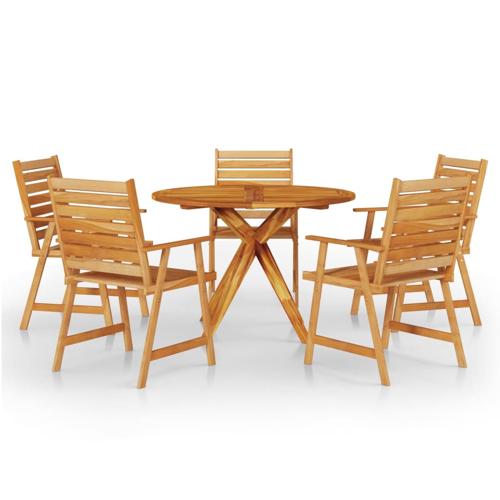 Set Mobili da Pranzo per Giardino 6 pz Legno Massello di Acacia