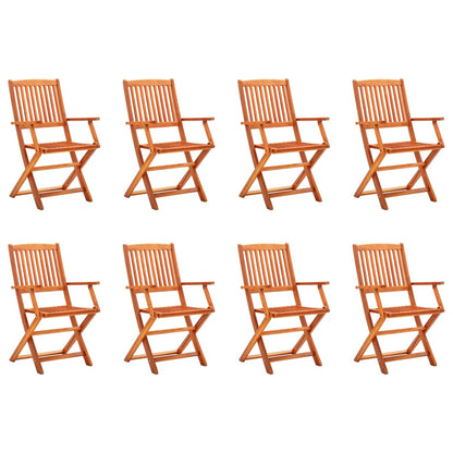 Sedie da Giardino Pieghevoli 8pz in Legno Massello di Eucalipto