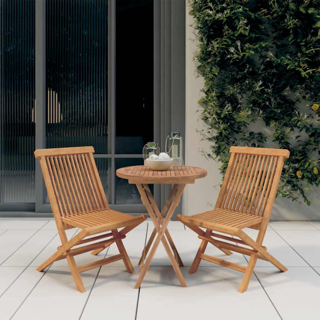 Set da Pranzo per Giardino 3 pz in Legno Massello di Teak