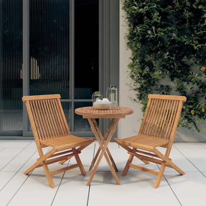 Set da Pranzo per Giardino 3 pz in Legno Massello di Teak