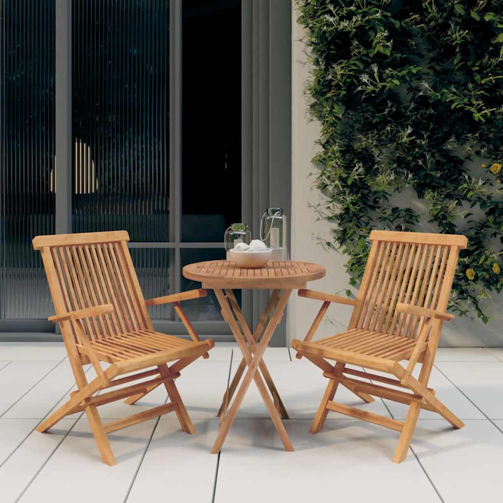 Set da Pranzo per Giardino 3 pz in Legno Massello di Teak