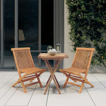 Set da Pranzo per Giardino 3 pz in Legno Massello di Teak