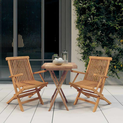 Set da Pranzo per Giardino 3 pz in Legno Massello di Teak