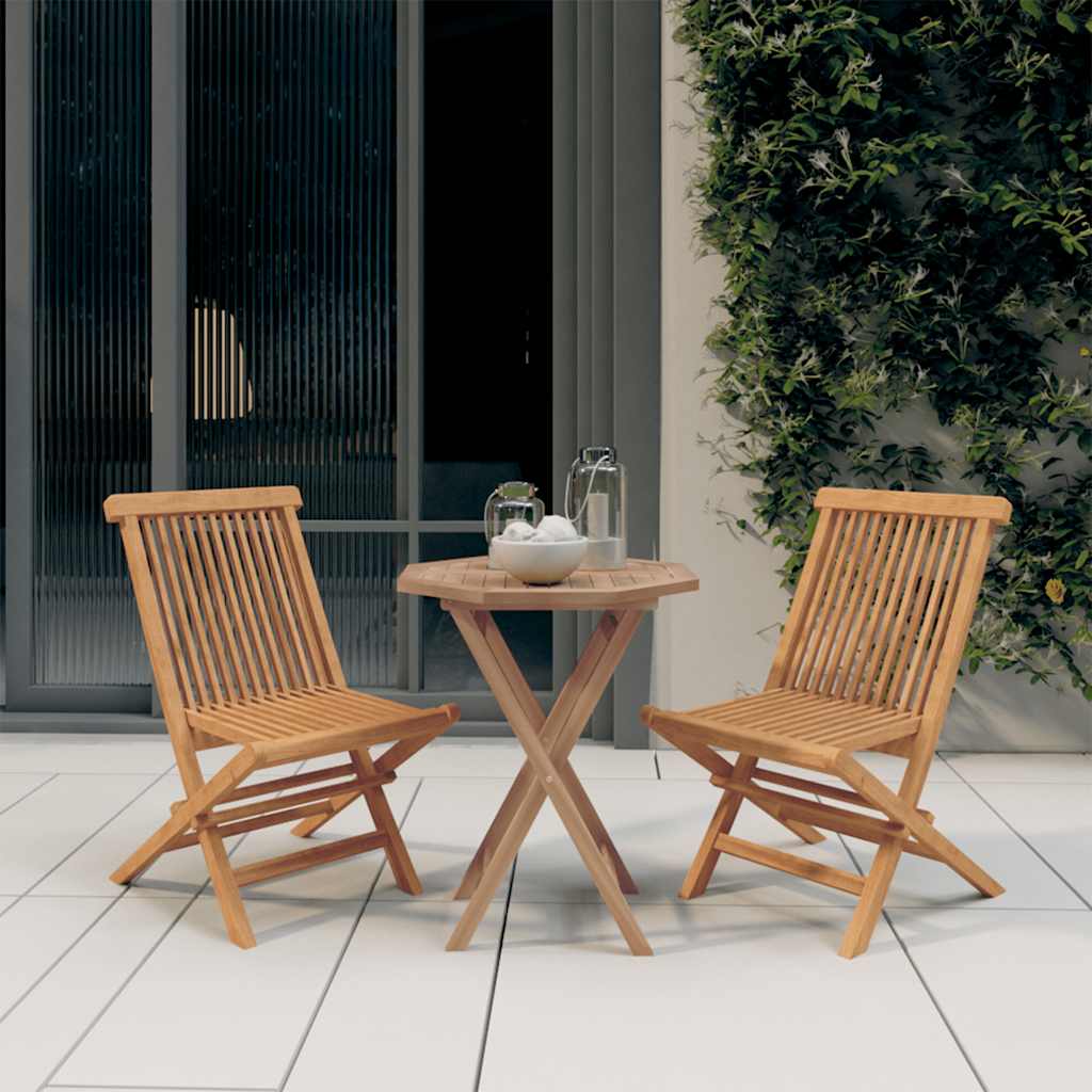 Set da Pranzo per Giardino 3 pz in Legno Massello di Teak