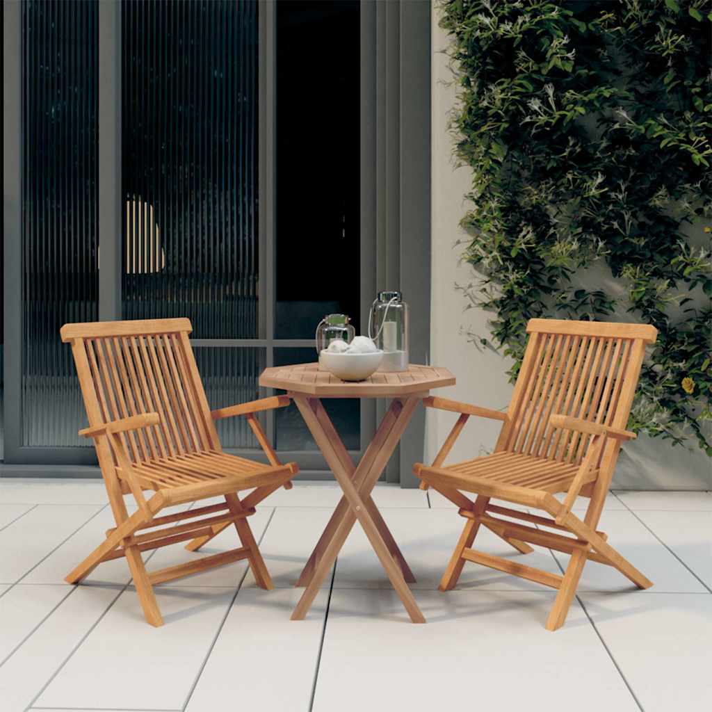 Set da Pranzo per Giardino 3 pz in Legno Massello di Teak