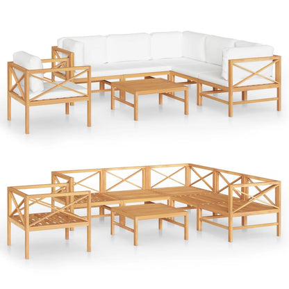 Set Divani da Giardino 7pz Cuscini Crema Legno Massello di Teak