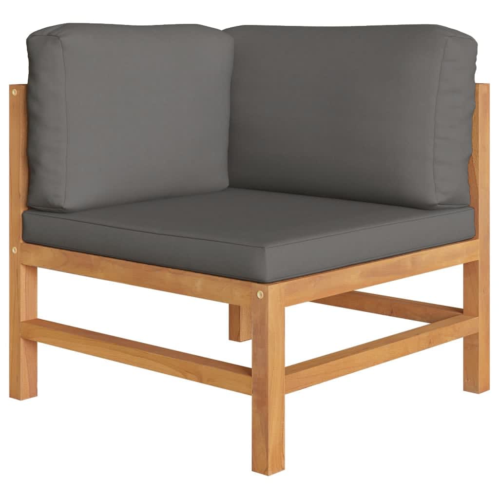 Set Divani Giardino 7pz Cuscini Grigi in Legno Massello di Teak
