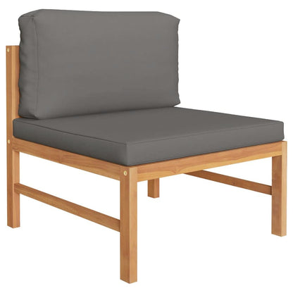 Set Divani Giardino 7pz Cuscini Grigi in Legno Massello di Teak