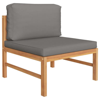 Set Divani da Giardino 8pz Cuscini Grigi Legno Massello di Teak