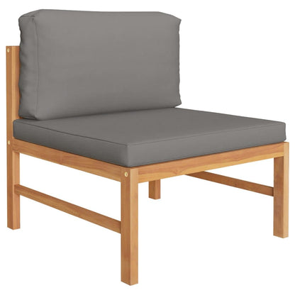Set Divani Giardino 12 pz Cuscini Grigi Legno Massello di Teak