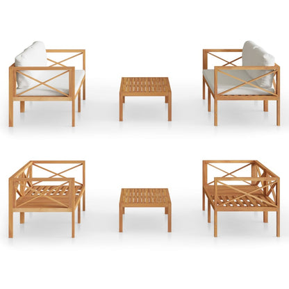 Set Divani da Giardino 3 pz con Cuscini Legno Massello di Teak