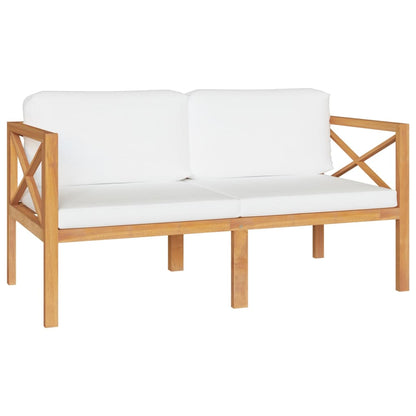 Set Divani da Giardino 3 pz con Cuscini Legno Massello di Teak