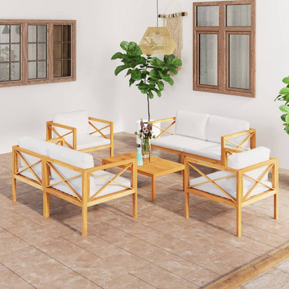Set Divani da Giardino 5 pz con Cuscini Legno Massello di Teak