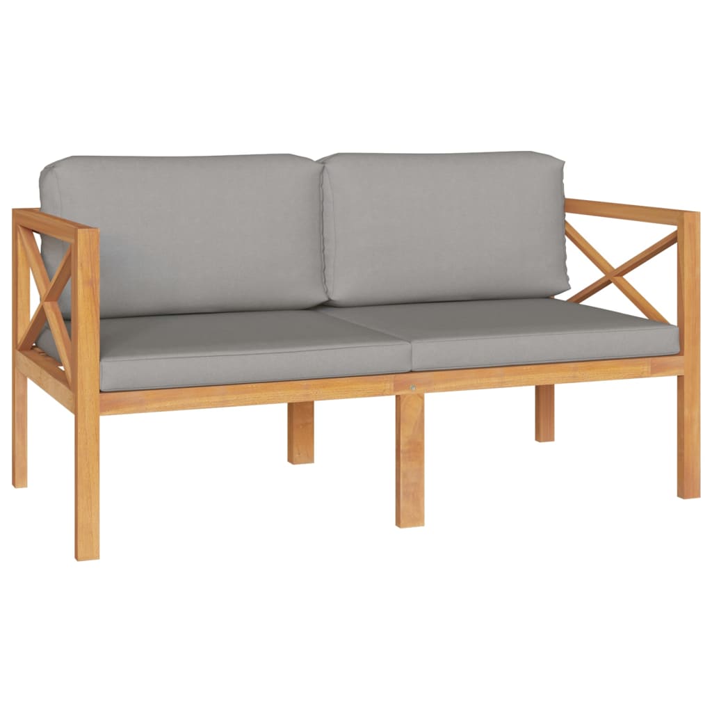 Set Divani da Giardino 3 pz con Cuscini Legno Massello di Teak