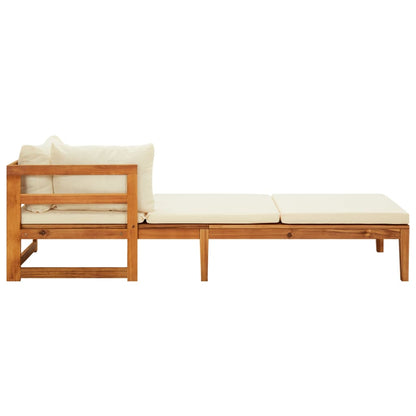 Lettini Prendisole con Cuscini Crema 2 pz Legno d'Acacia
