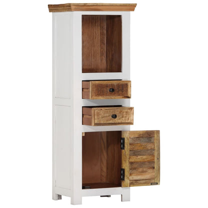 Credenza Bianca e Marrone 40x30x110 cm Legno di Mango e Acacia