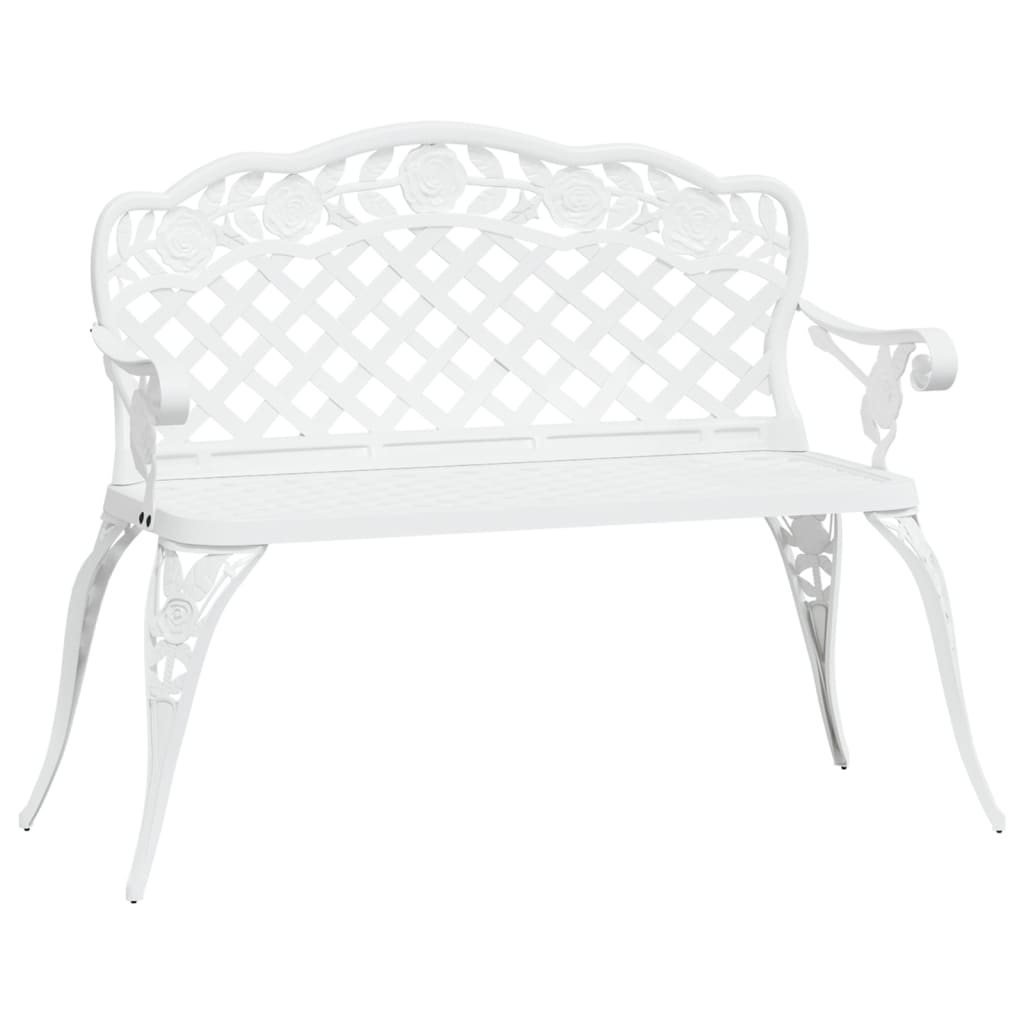 Panchina da Giardino 108 cm in Alluminio Pressofuso Bianca