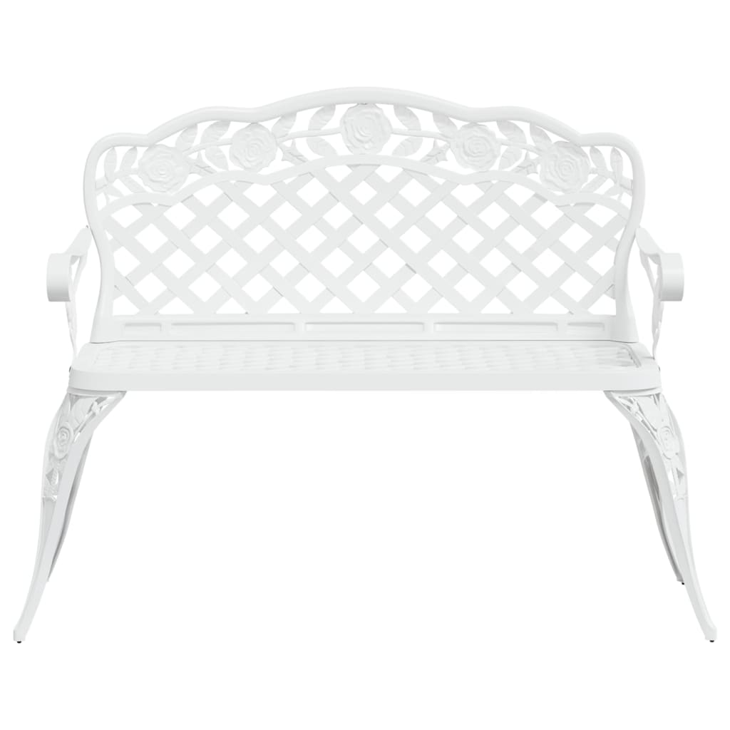 Panchina da Giardino 108 cm in Alluminio Pressofuso Bianca