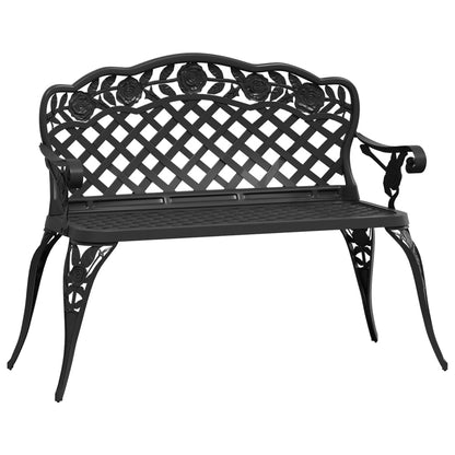 Panchina da Giardino 108 cm in Alluminio Pressofuso Nera