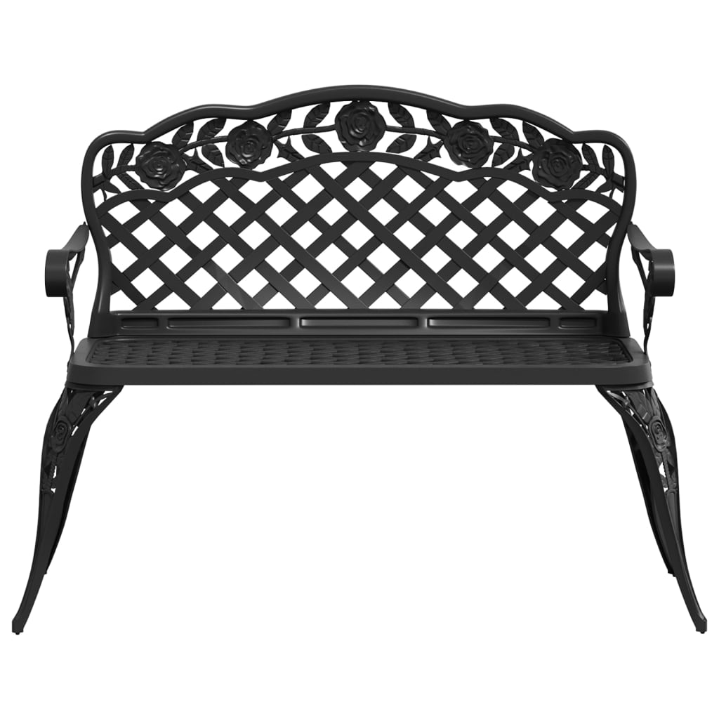 Panchina da Giardino 108 cm in Alluminio Pressofuso Nera
