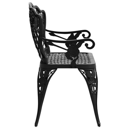 Panchina da Giardino 108 cm in Alluminio Pressofuso Nera