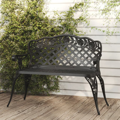 Panchina da Giardino 108 cm in Alluminio Pressofuso Nera
