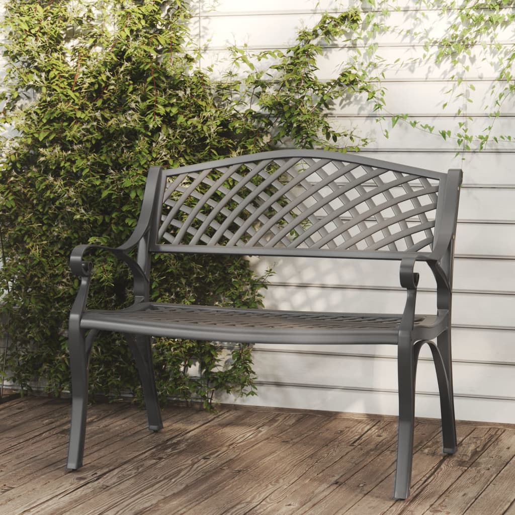 Panchina da Giardino 102 cm in Alluminio Pressofuso Nero
