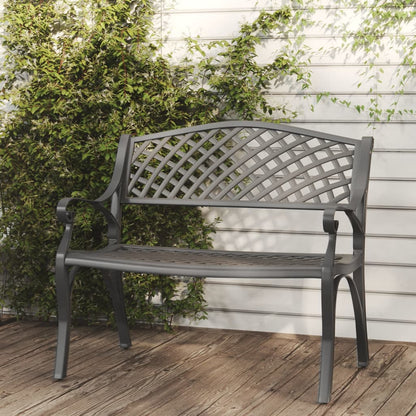 Panchina da Giardino 102 cm in Alluminio Pressofuso Nero