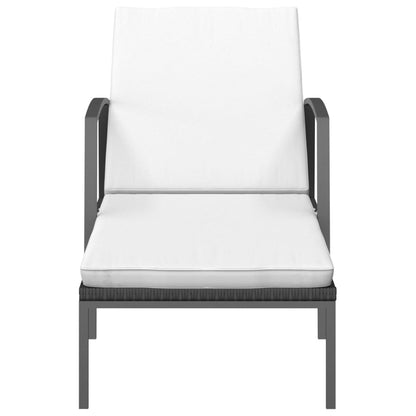 Lettini Prendisole 2 pz con Tavolo in Polyrattan Neri