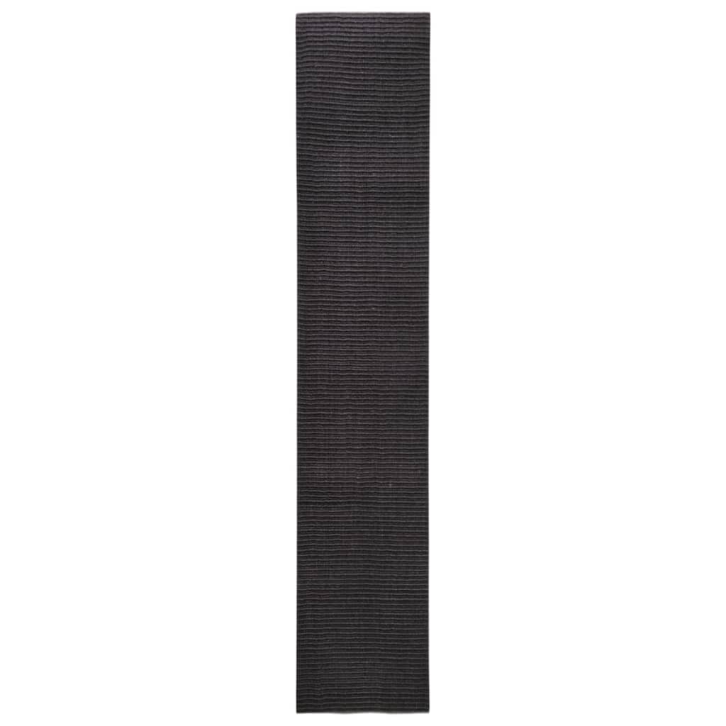 Tappeto in Sisal Naturale 66x350 cm Nero
