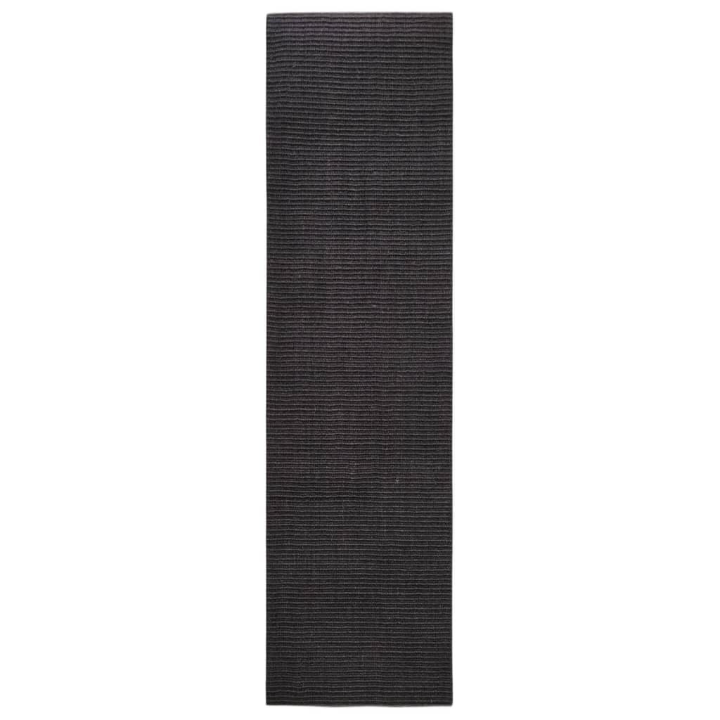 Tappeto in Sisal Naturale 80x300 cm Nero
