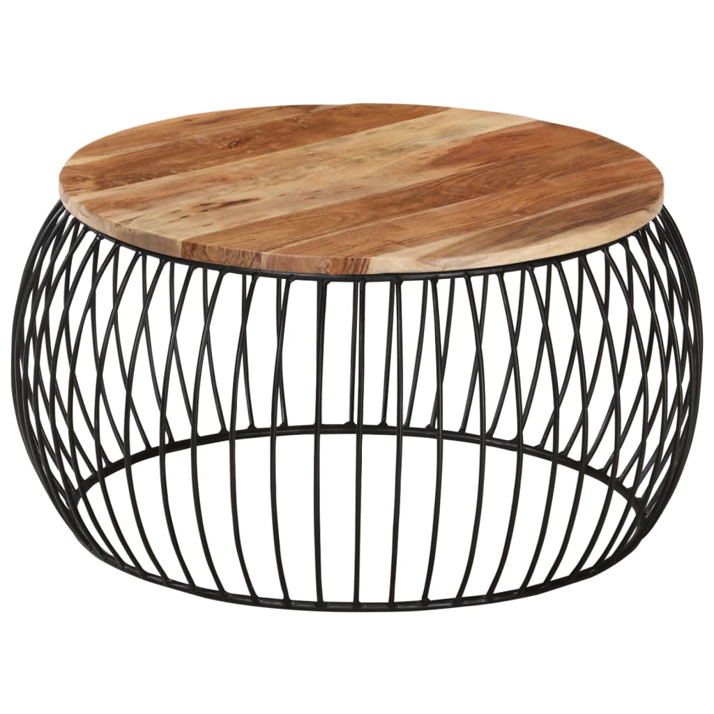 Tavolino da Salotto Ã˜68 cm in Legno Massello di Acacia
