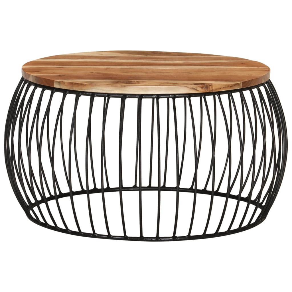 Tavolino da Salotto Ã˜68 cm in Legno Massello di Acacia
