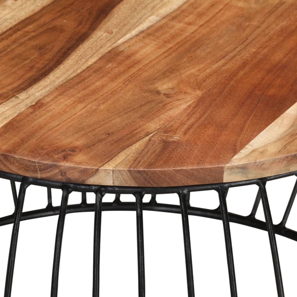 Tavolino da Salotto Ã˜68 cm in Legno Massello di Acacia