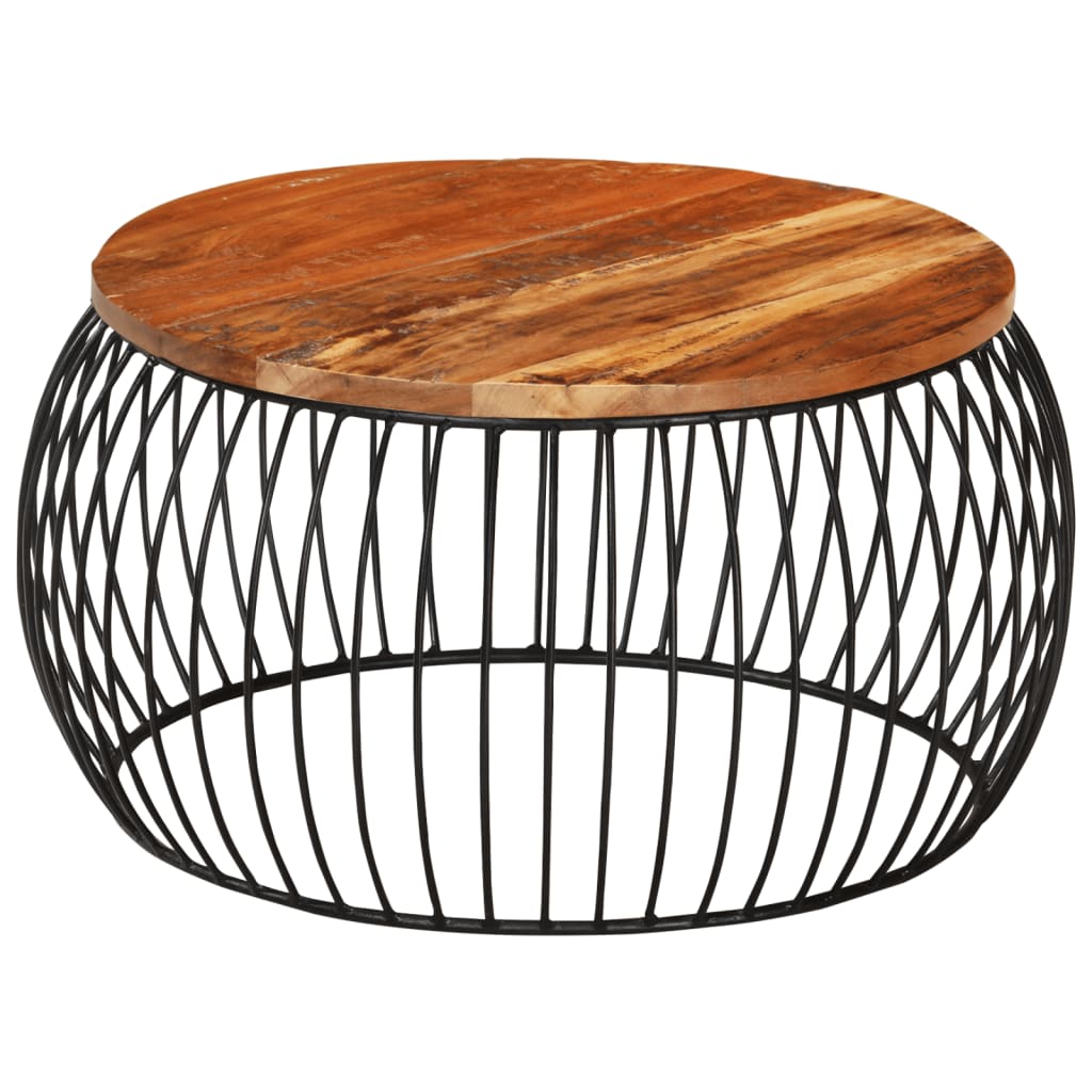 Tavolino da Salotto Ã˜68 cm in Legno Massello di Recupero