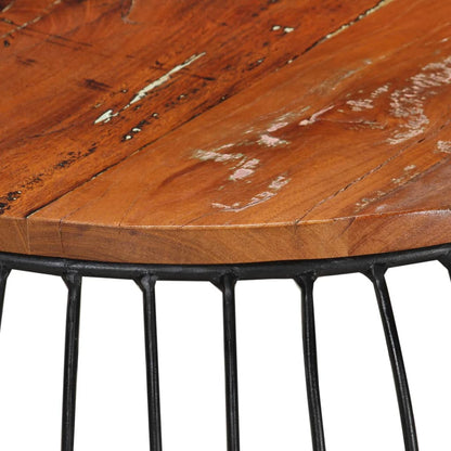 Tavolino da Salotto Ã˜68 cm in Legno Massello di Recupero