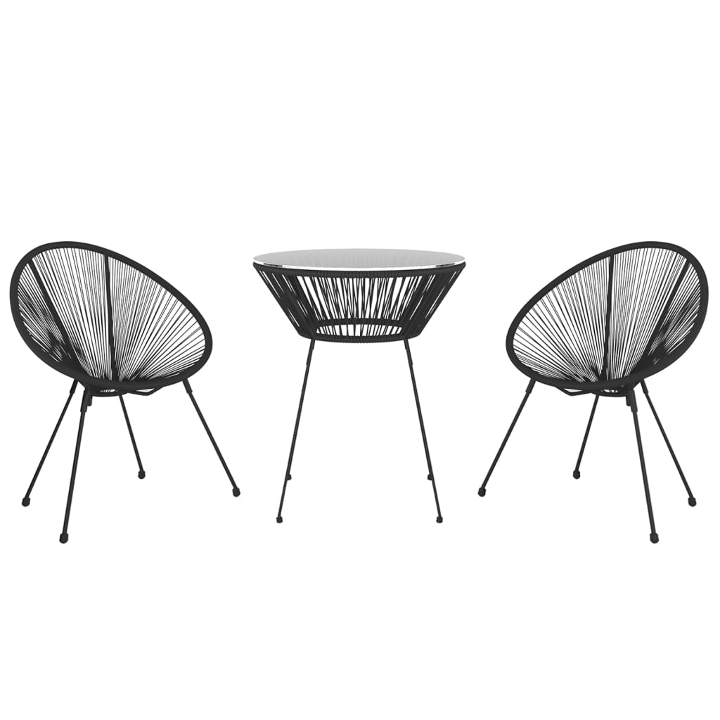 Set da Pranzo per Giardino 3 pz Nero