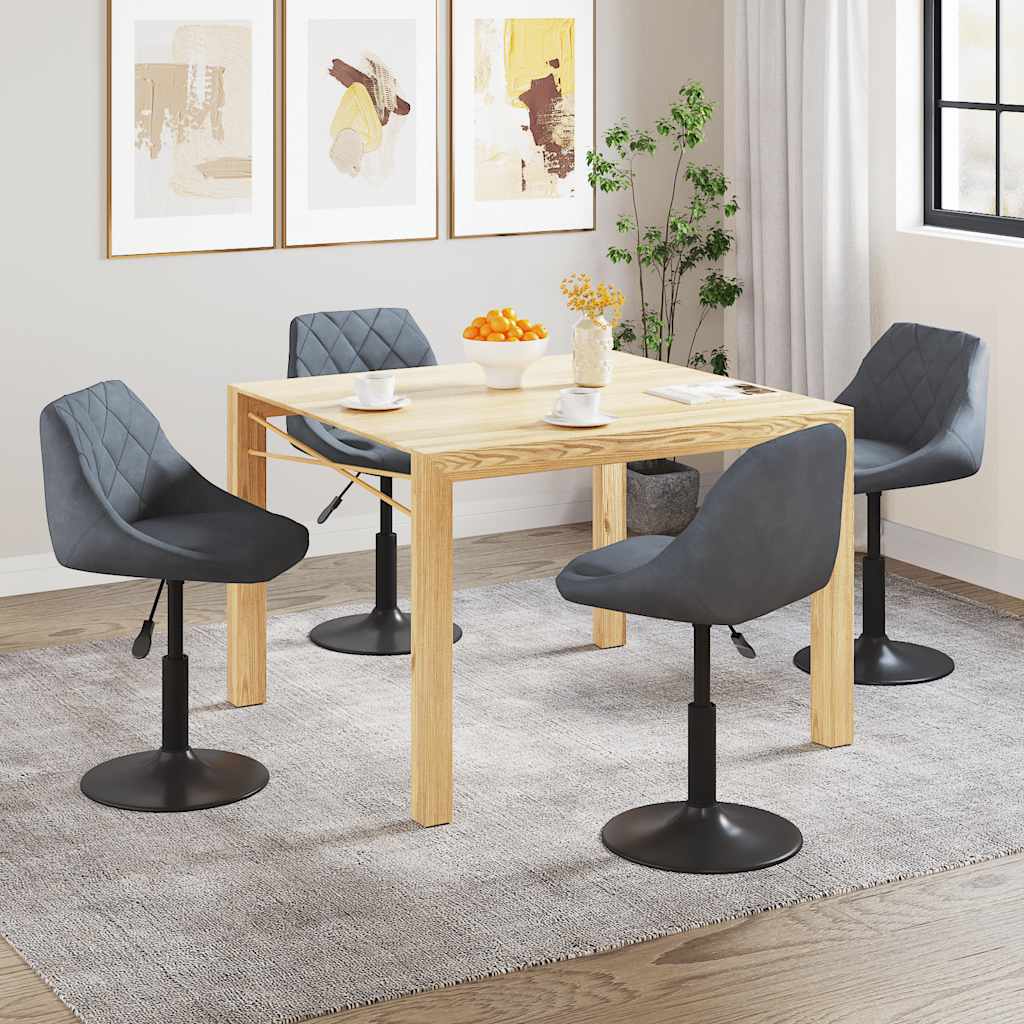 Sedie da Pranzo Girevoli 4 pz Grigio Scuro in Velluto