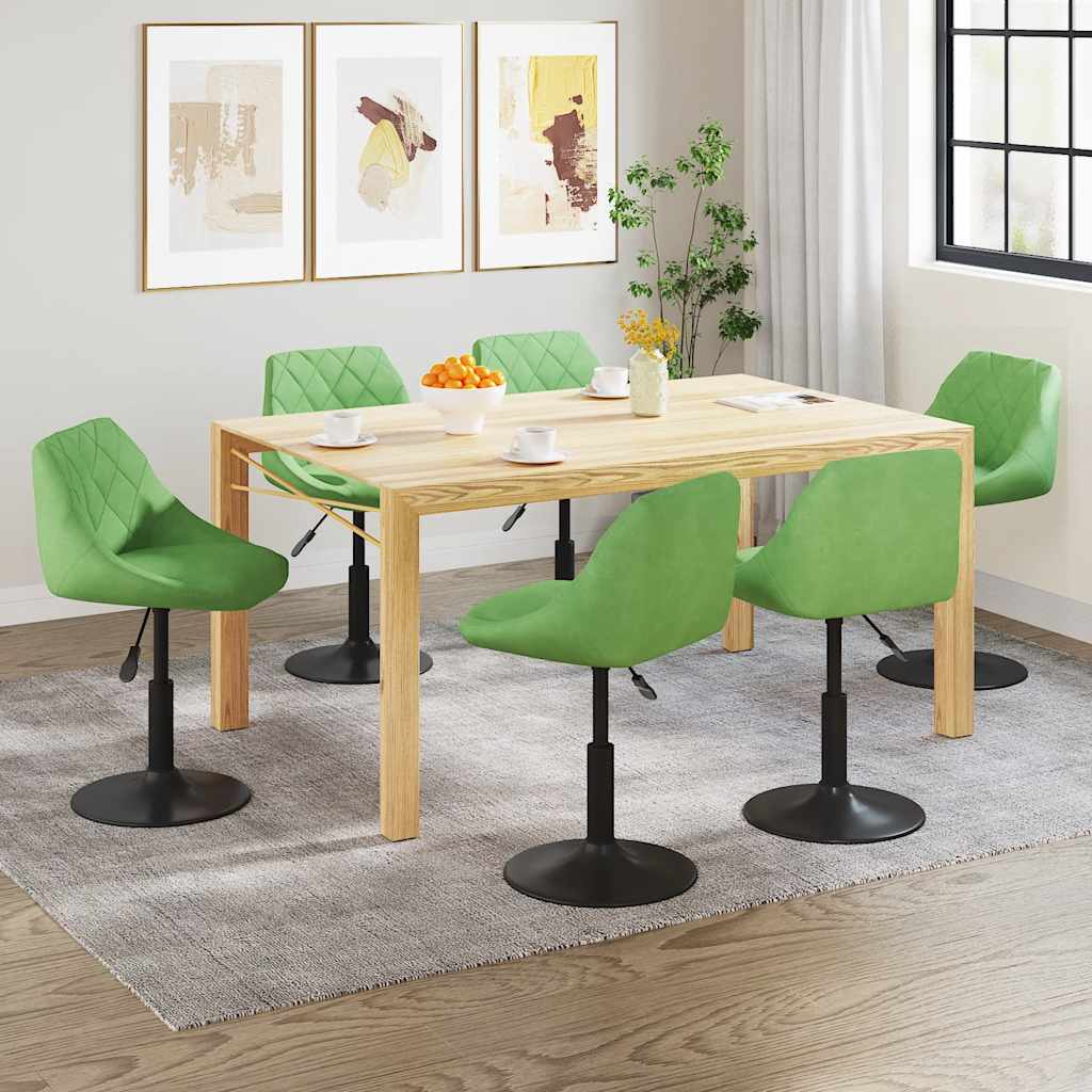 Sedie da Pranzo Girevoli 6 pz Verde Chiaro in Velluto