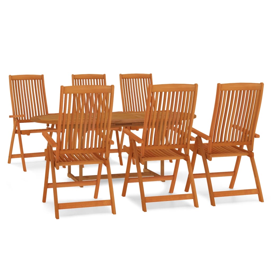 Set da Pranzo per Giardino 7 pz in Legno Massello di Eucalipto