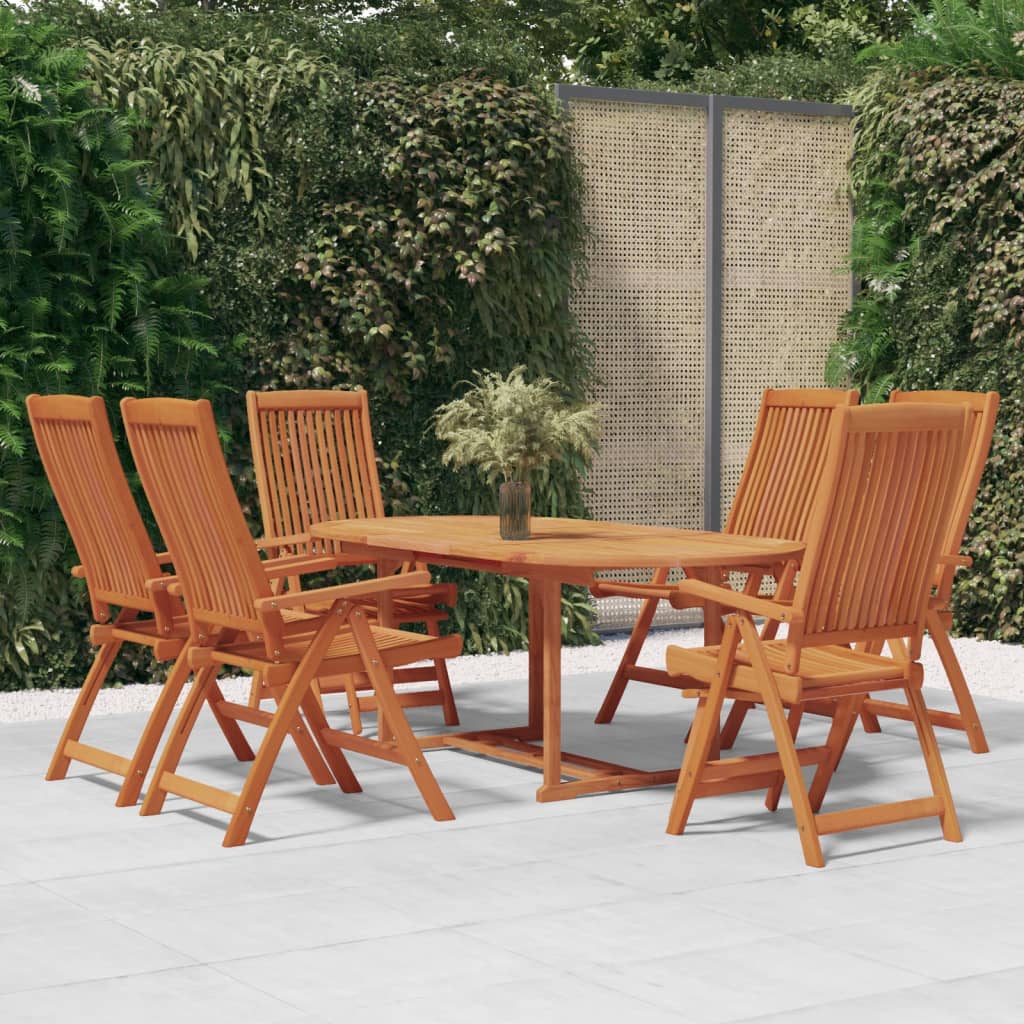 Set da Pranzo per Giardino 7 pz in Legno Massello di Eucalipto