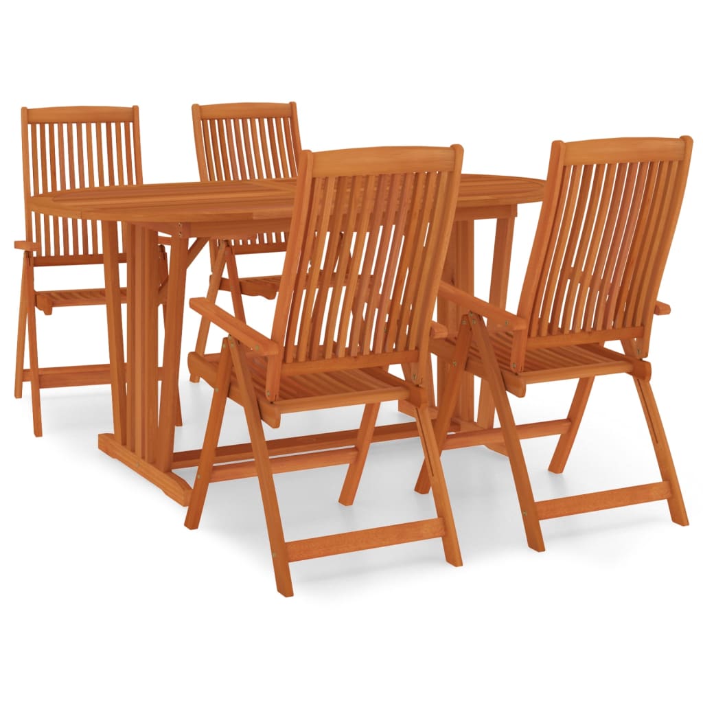 Set da Pranzo per Giardino 5 pz in Legno Massello di Eucalipto