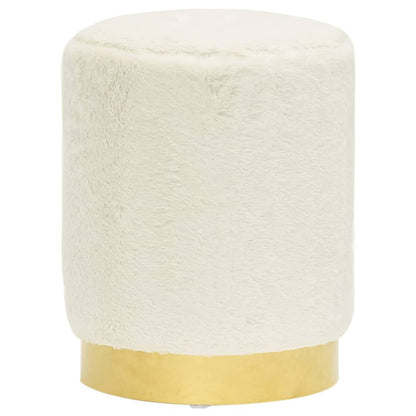 Sgabello Rotondo Bianco in Peluche