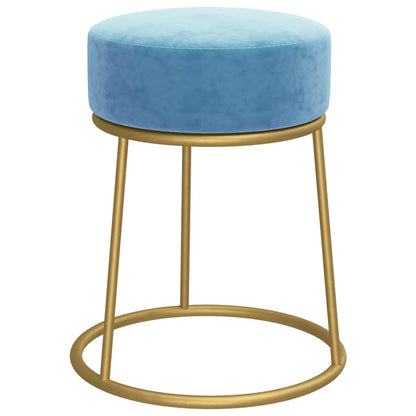 Sgabello Rotondo Azzurro in Velluto