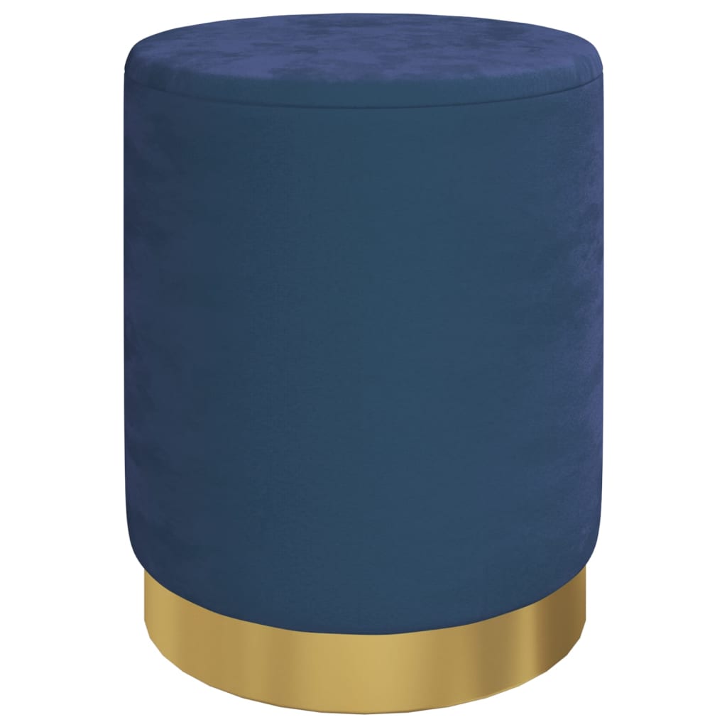 Sgabello Rotondo con Contenitore Azzurro in Velluto 31 x 37 cm