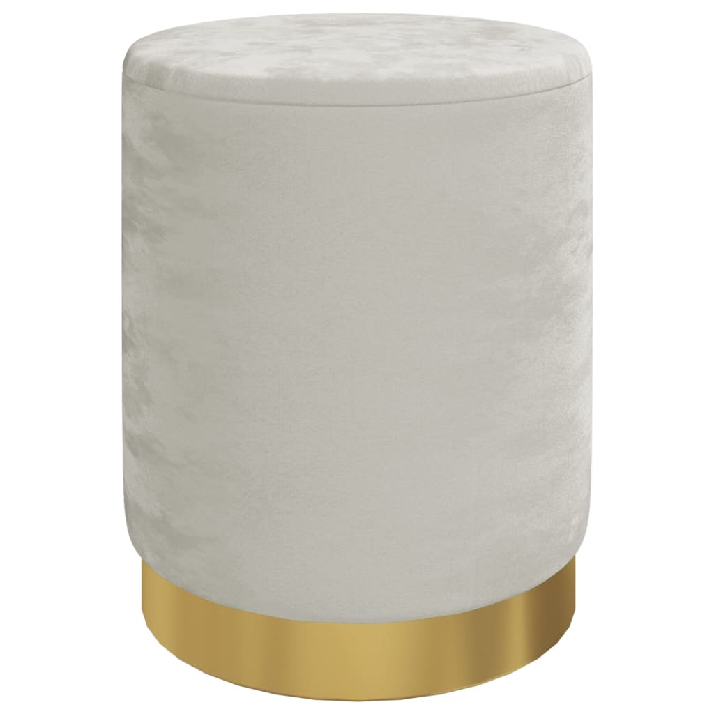 Sgabello Rotondo con Contenitore Grigio Chiaro in Velluto 31 x 37 cm