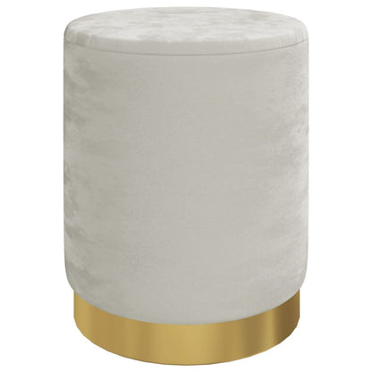 Sgabello Rotondo con Contenitore Grigio Chiaro in Velluto 31 x 37 cm