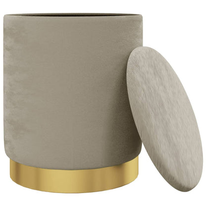 Sgabello Rotondo con Contenitore Grigio Scuro in Velluto 31 x 37 cm