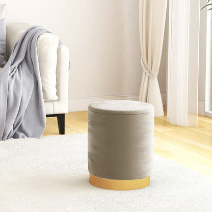 Sgabello Rotondo con Contenitore Grigio Scuro in Velluto 31 x 37 cm