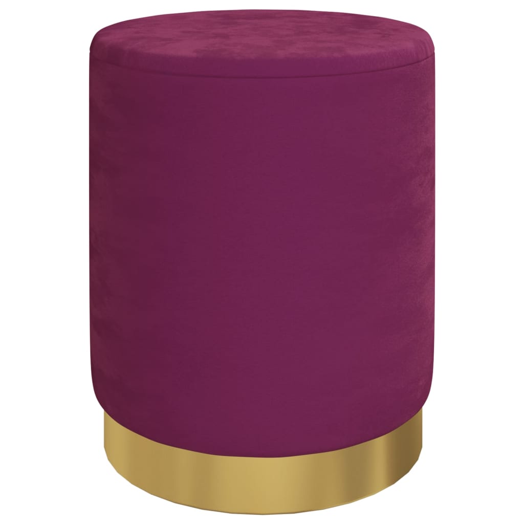 Sgabello Rotondo con Contenitore Viola in Velluto 31 x 37 cm